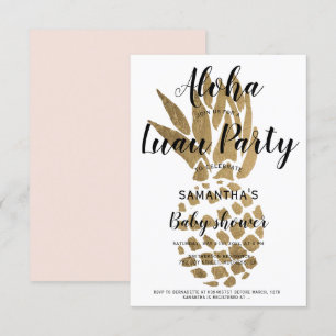 Invitation Luau party Aloha baby shower chic ananas d'or