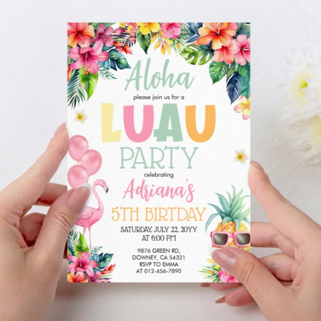 Invitation Luau Pineapple Hawaiian Girl Birthday Party (Créateur téléchargé)