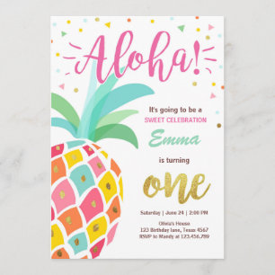 Invitation Luau tropical Hawaï d'anniversaire