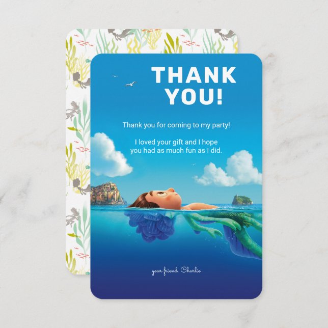 Invitation Luca Pool Fête de natation Anniversaire Merci (Devant / Derrière)