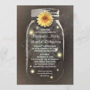 Invitation Lucioles et mariage lunatique rustique de pot de