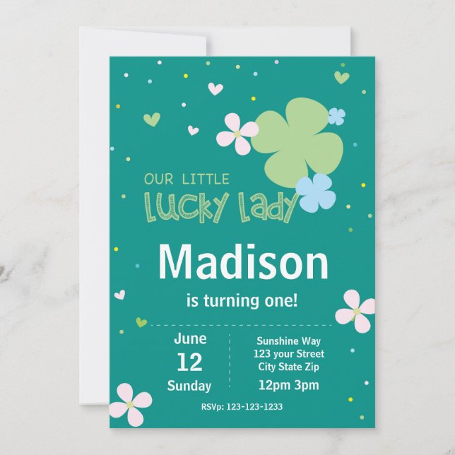 Invitation Luck Lady St. Patrick's Day Anniversaire Invitatio (Devant)