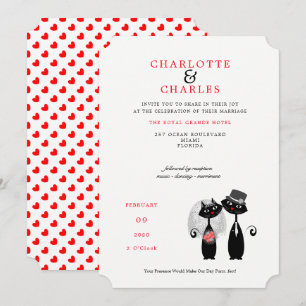 Invitation Lucky Black Cats Mariée Groom Purr.fect Mariage