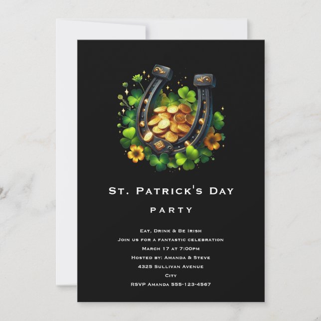 Invitation Lucky Horseshoe St. Patrick's Day (Devant)