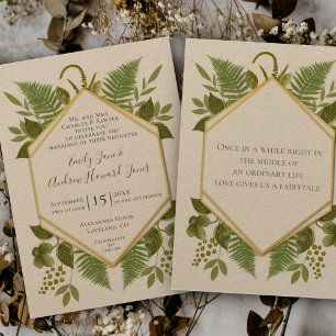 Invitation Lucky In Love 4 feuilles Clover Fern Mariage géomé
