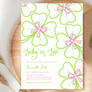 Invitation Lucky in Love Baby Shower Rose Vert Trèfle