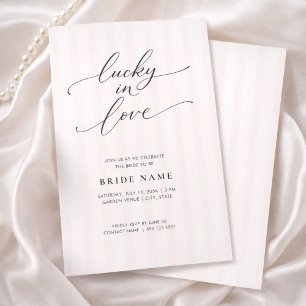 Invitation Lucky in Love Élégant Rayure Rose Baby Shower
