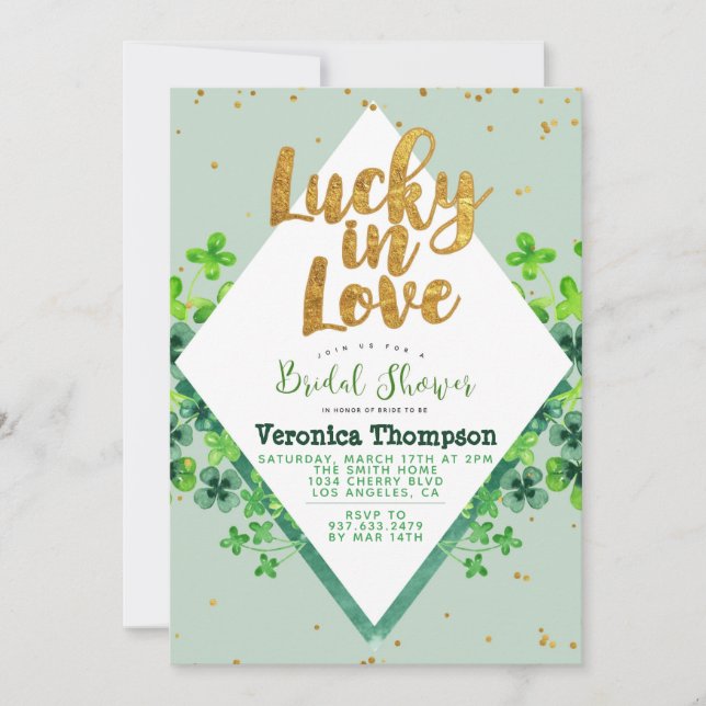 Invitation Lucky in Love Fête de Mariage Saint-Patrick (Devant)