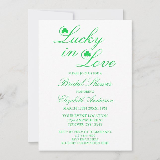 Invitation Lucky In Love Fête des mariées (Devant)