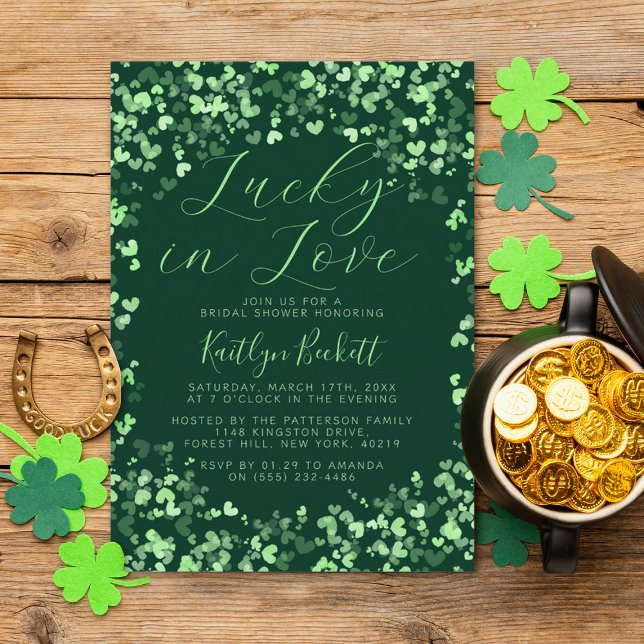 Invitation Lucky In Love Fête des mariées de la Saint Patrick (Créateur téléchargé)