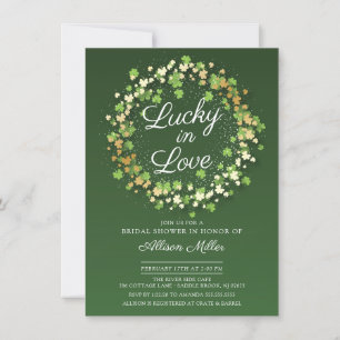 Invitation Lucky in Love Golden Shamrocks Fête de l'mariée