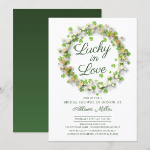 Invitation Lucky in Love Golden Shamrocks Fête des mariées