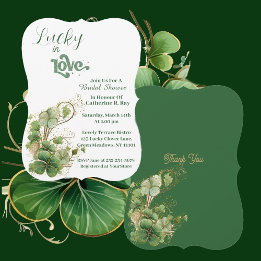 Invitation Lucky in Love Green Fête des mariées Shamrock doré