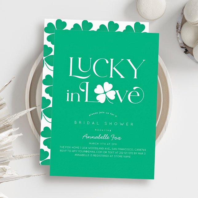Invitation Lucky in Love Shamrock Green Bridal Shower (Créateur téléchargé)