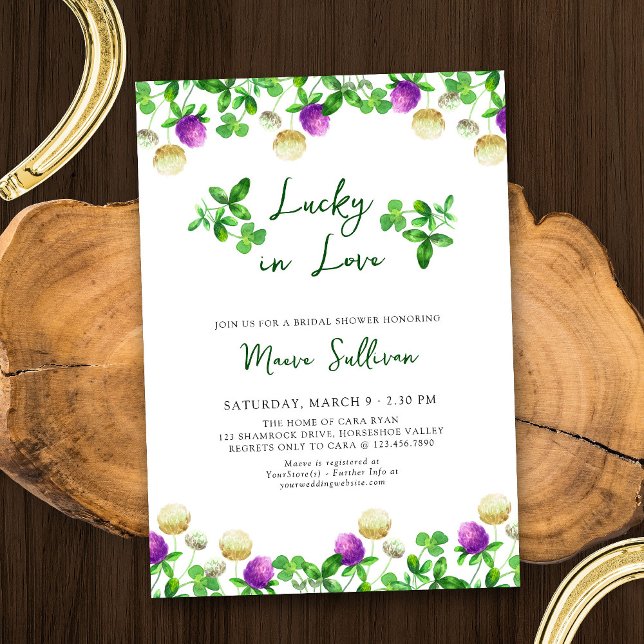 Invitation Lucky in Love Shamrocks et Fête des mariées de trè (Lucky in Love Couples Shower Invitation)