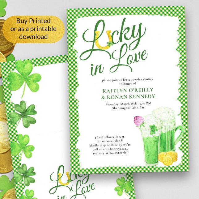 Invitation Lucky in Love St patrick Couples Douche (Couples Shower St Patricks Theme invitation - available printed or as a printable digital download)