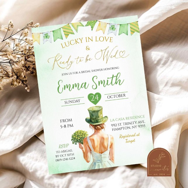 Invitation Lucky In Love St patrick Fête des mariées irlandai (Créateur téléchargé)