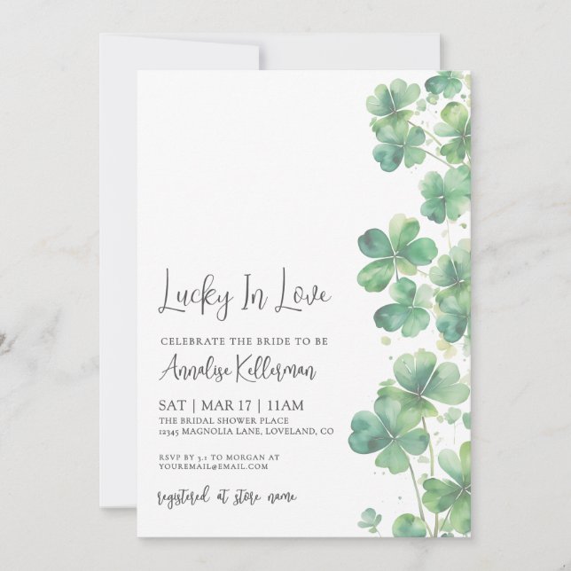 Invitation Lucky In Love St. Patrick's Day Bridal Shower (Devant)