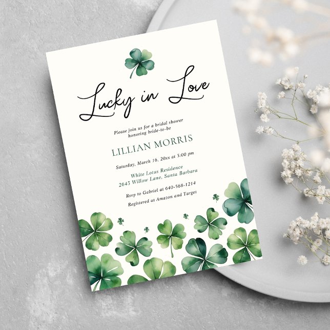 Invitation Lucky in Love St. Patrick's Day Fête des mariées (Créateur téléchargé)