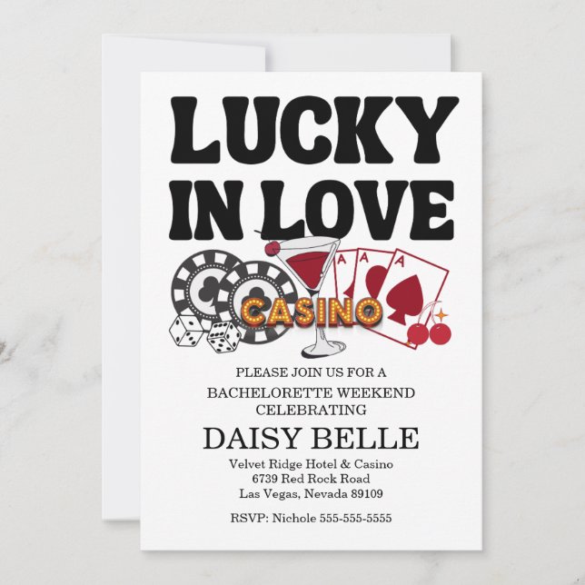 Invitation Lucky In Love Vegas Bachelorette (Devant)