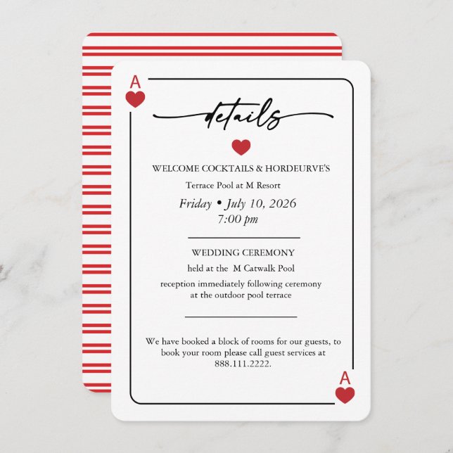 Invitation Lucky in Love Wedding Details Card (Devant / Derrière)