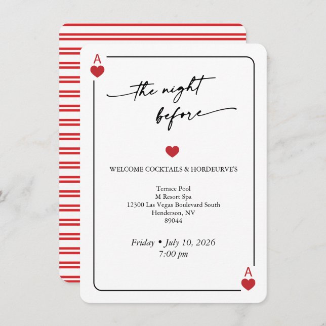Invitation Lucky in Love Wedding Night Before Card (Devant / Derrière)