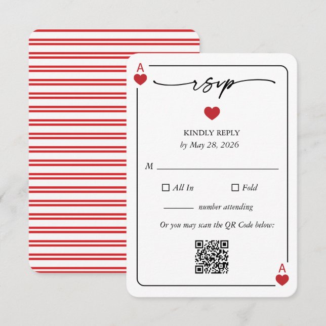Invitation Lucky in Love Wedding RSVP Card with QR Option (Devant / Derrière)