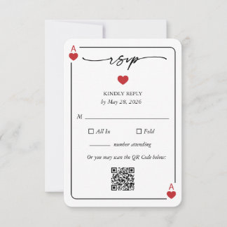 Invitation Lucky in Love Wedding RSVP Card with QR Option