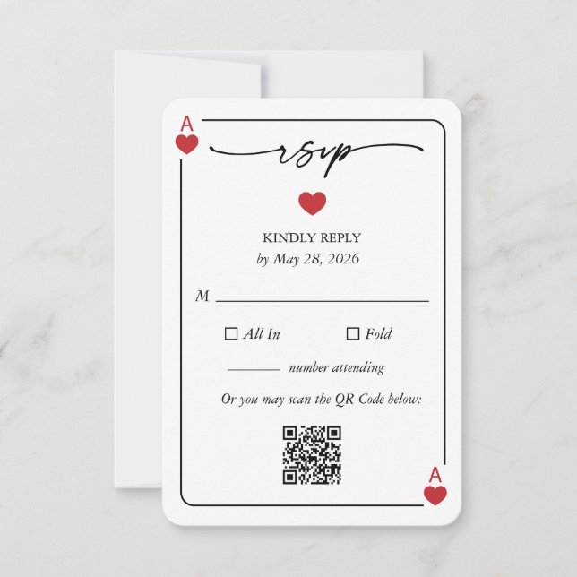Invitation Lucky in Love Wedding RSVP Card with QR Option (Devant)