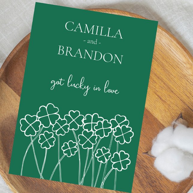Invitation Lucky In Lover Clover Emerald Green Mariage (Lucky Clover Emerald Green Modern Elegant Wedding Invitation)