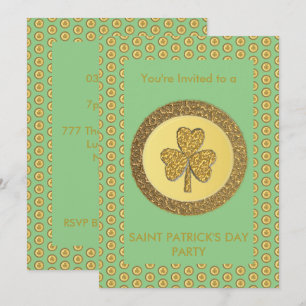 Invitation Lucky Irish Shamrock Gold Coin