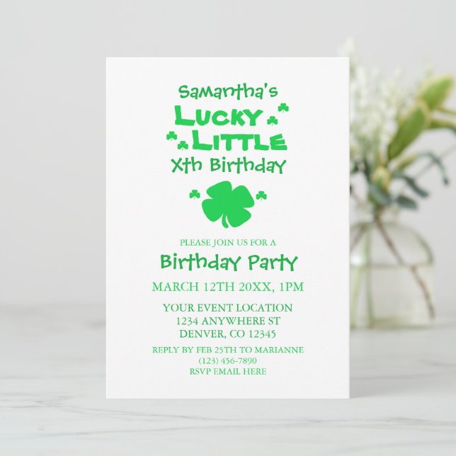 Invitation Lucky Little Birthday (Debout devant)