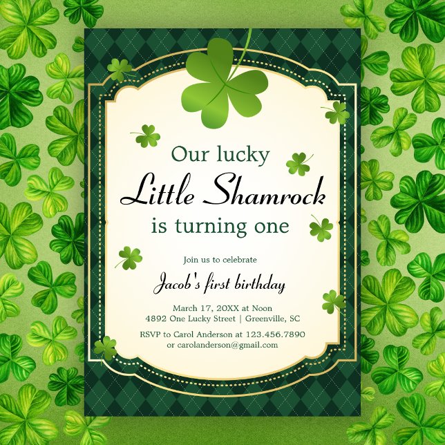 Invitation Lucky Little Shamrock Green 1er anniversaire (Créateur téléchargé)