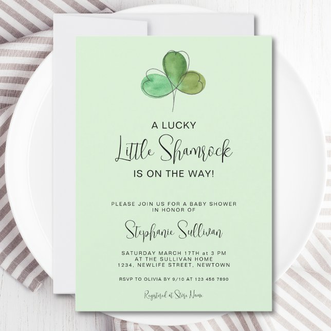 Invitation Lucky Little Shamrock Green Baby shower (Créateur téléchargé)