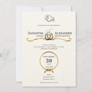 Invitation Lucky Love Western Rustic Barn Horseshoe Mariage