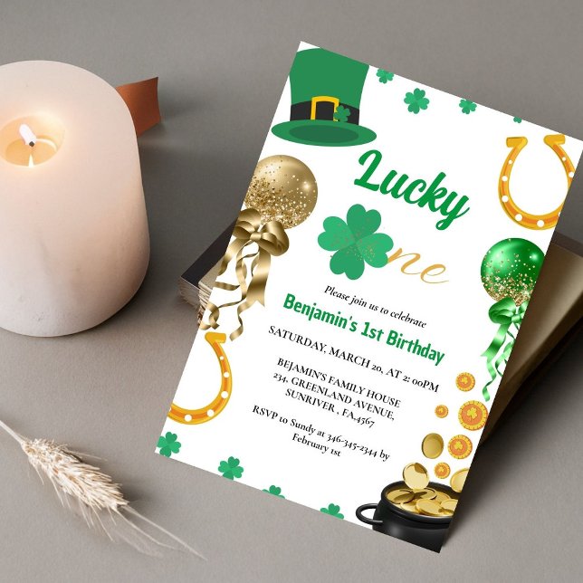 Invitation Lucky One First Birthday St Patrick's Day Boy Girl (Créateur téléchargé)