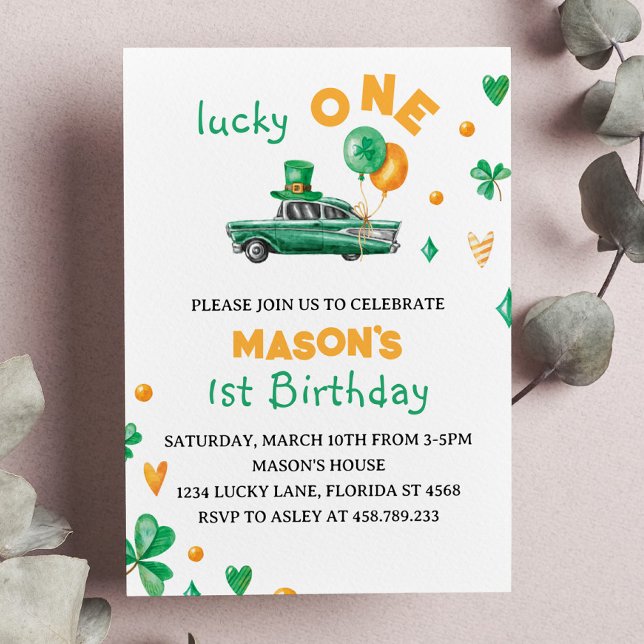 Invitation Lucky One Green Four Leaf Clover Anniversaire (Créateur téléchargé)