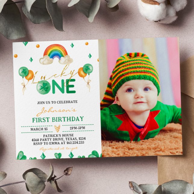 Invitation Lucky One St Patrick's Boy 1er anniversaire Invita (Créateur téléchargé)