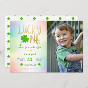 Invitation Lucky One St. Patricks Day Shamrock photo Annivers
