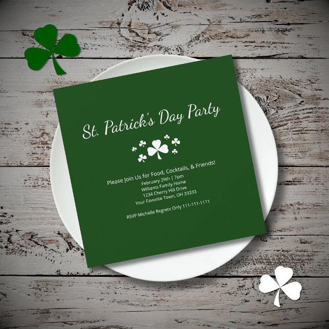 Invitation Lucky ShamrocksSt. Patrick's Day Party Green (Créateur téléchargé)