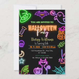 Invitation Lueur Halloween Néon Sombre