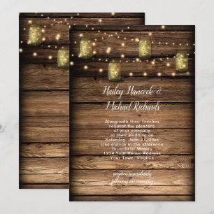 Invitation Lueurs à cordes rustiques Mason Jar Fireflies