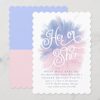 Invitation Lui ou Elle Bébé Genre Revey Party Bombe Invitatio