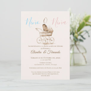 Invitation Lui ou Elle Bébé Poussette Genre Révéler Invitat