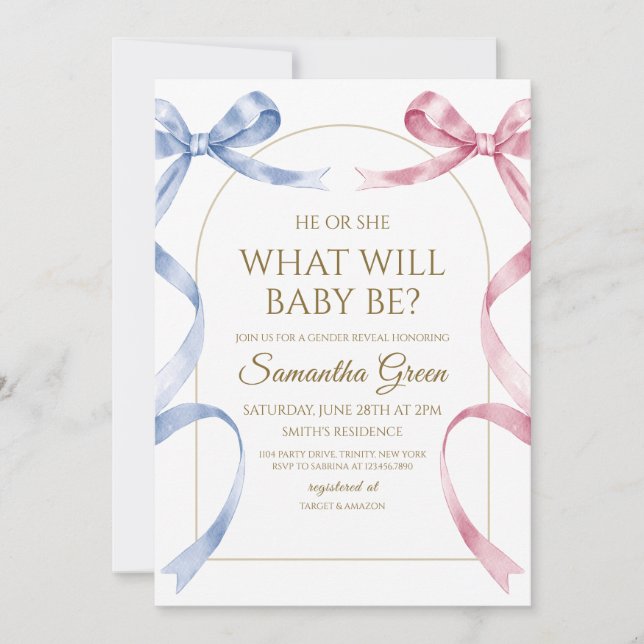 Invitation Lui ou elle ce qui sera bébé Baby shower (Devant)