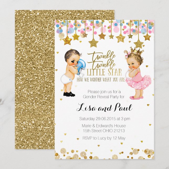 Invitation Lui ou elle genre indiquent l'invitation (Devant / Derrière)