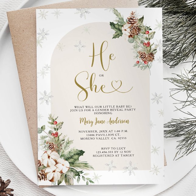 Invitation Lui ou elle Noël Floral Genre Reveilla (Créateur téléchargé)