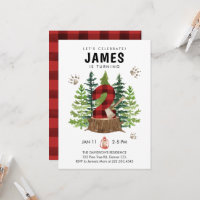 Lumberjack 2e anniversaire Buffalo Plaid Invitatio