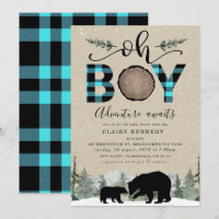 Lumberjack Blue Flannel Kraft Oh Boy Baby shower