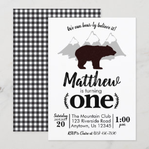 Invitation Lumberjack Boy Bear Premier anniversaire